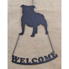 STAFFORDSHIRE BULL TERRIER WELCOME SIGN